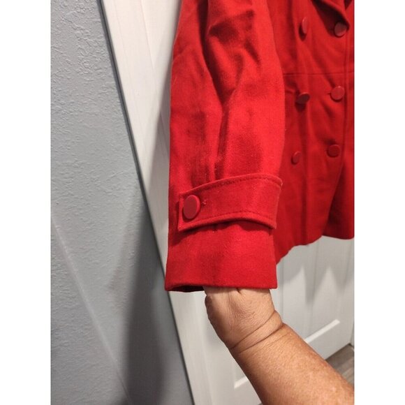 New York & Company Peacoat Womens Size 18 Red Wool Blend Double-Breasted Jacket - Picture 7 of 12